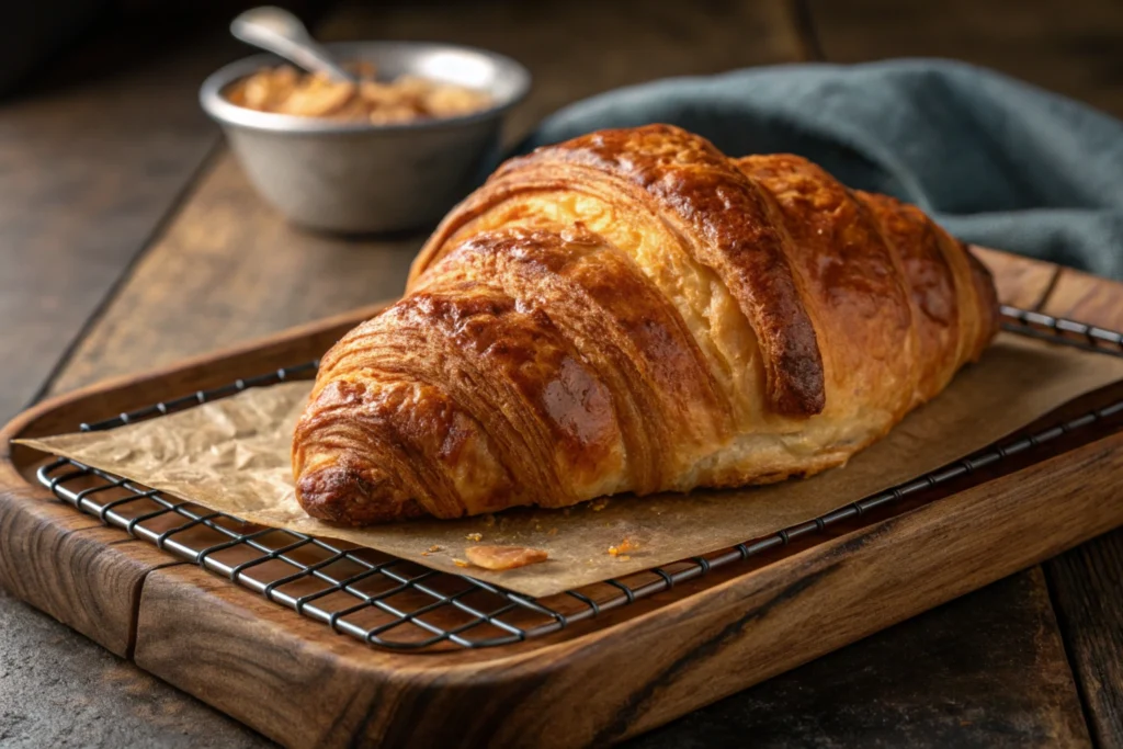 Freshly baked good croissant, ready to eat.