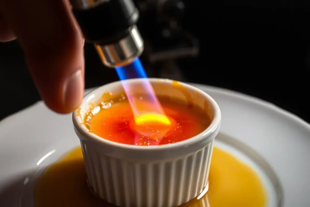 Caramelizing Crème Brûlée with a Torch