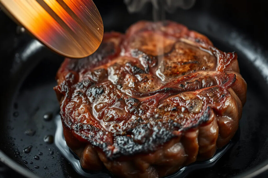 Naturally Searing bottom round roast.