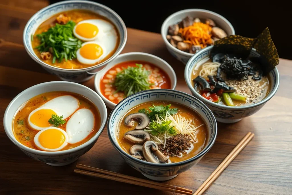 Buldak ramen with various toppings.