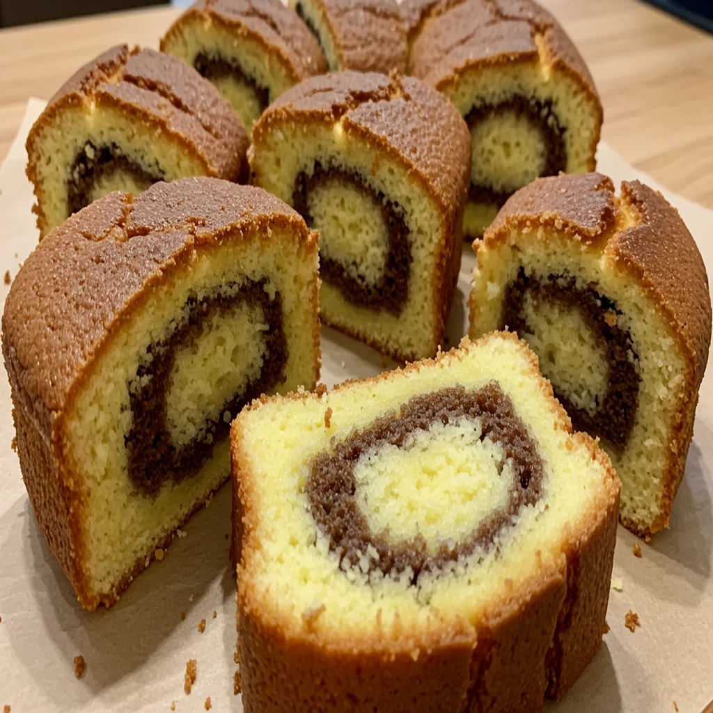 Several slices of Inside Out Cake showcasing the unique inverted layer design and colorful sprinkles.
